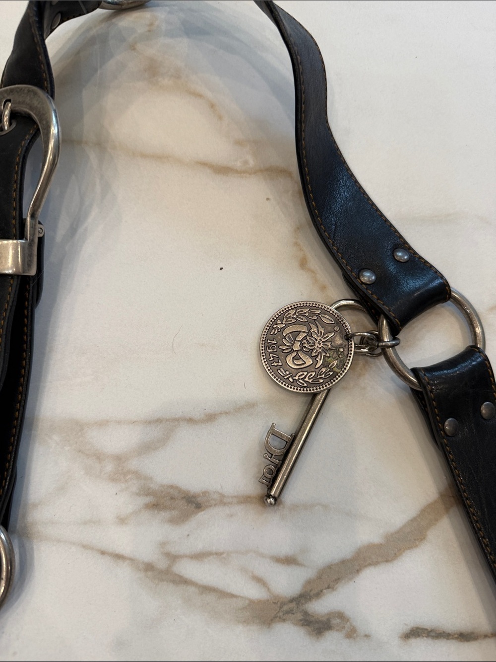 Dior Black Leather Shoulder Bag with Brown Trim - Picture 5 of 11